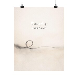 Becoming Is Not Linear Wall Art Print, Abstract Healing Quote Poster, Therapist Office Decor, Neutral Watercolor Personal Growth Artwork image 3