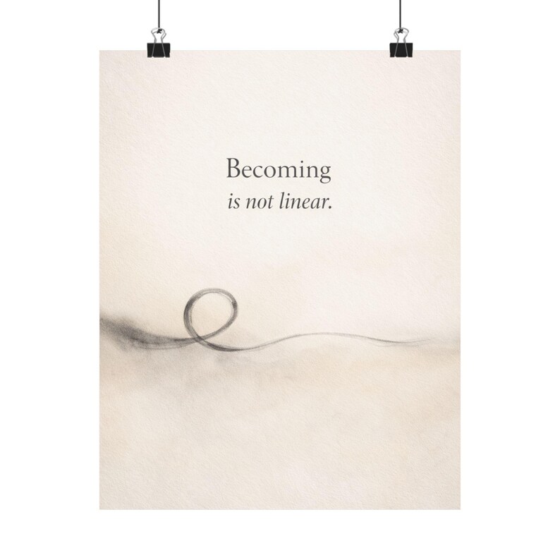 Becoming Is Not Linear Wall Art Print, Abstract Healing Quote Poster, Therapist Office Decor, Neutral Watercolor Personal Growth Artwork image 3