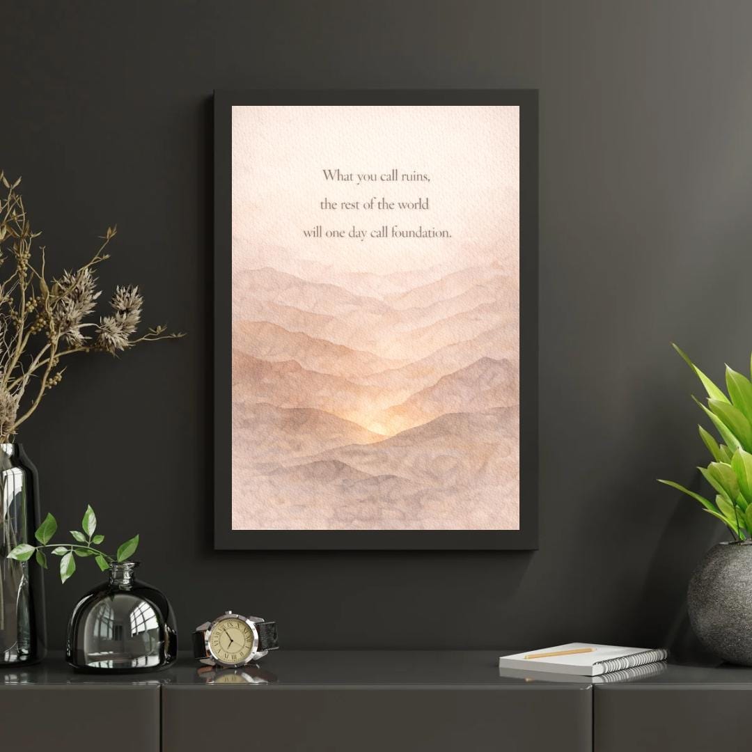 Watercolor Mountains Wall Art Print | Inspirational Quote Art | Therapy ...