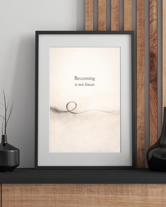 Becoming Is Not Linear Wall Art Print, Abstract Healing Quote Poster, Therapist Office Decor, Neutral Watercolor Personal Growth Artwork
