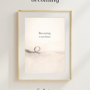 Becoming Is Not Linear Wall Art Print, Abstract Healing Quote Poster, Therapist Office Decor, Neutral Watercolor Personal Growth Artwork image 2