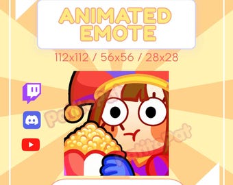 Animated Pomni Emote Eating Popcorn, Digital Circus (Discord, Twitch, Youtube)