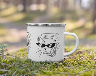 Cool cat enamel mug