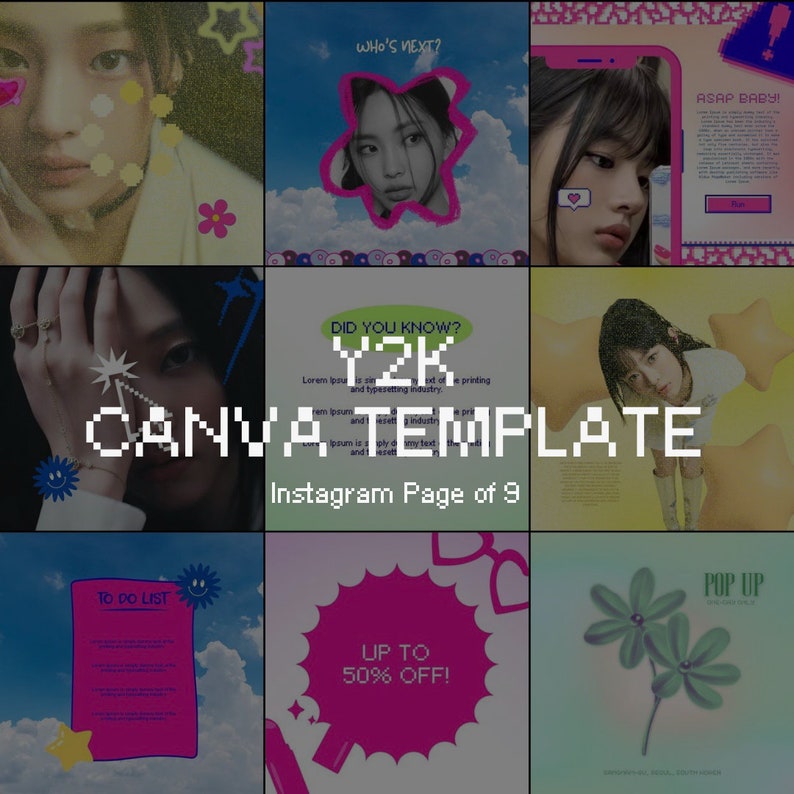 90's / Y2K Canva Template Instagram Feed of 9 Retro Y2K Etsy