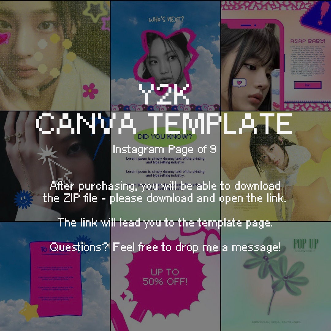 90's / Y2K Canva Template Instagram Feed of 9 Retro Y2K Etsy