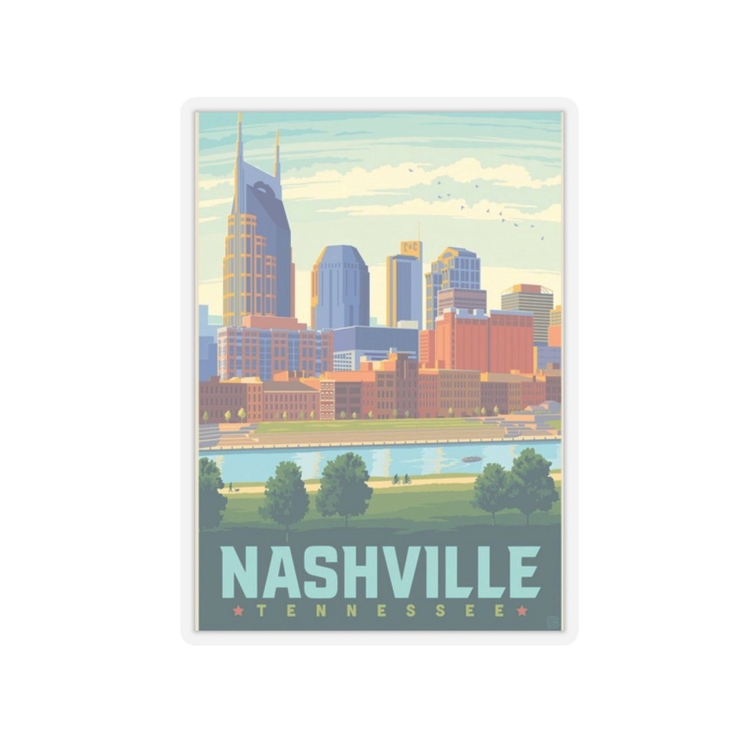 Nashville Skyline Stickers Retro Souvenir Illustrated Etsy