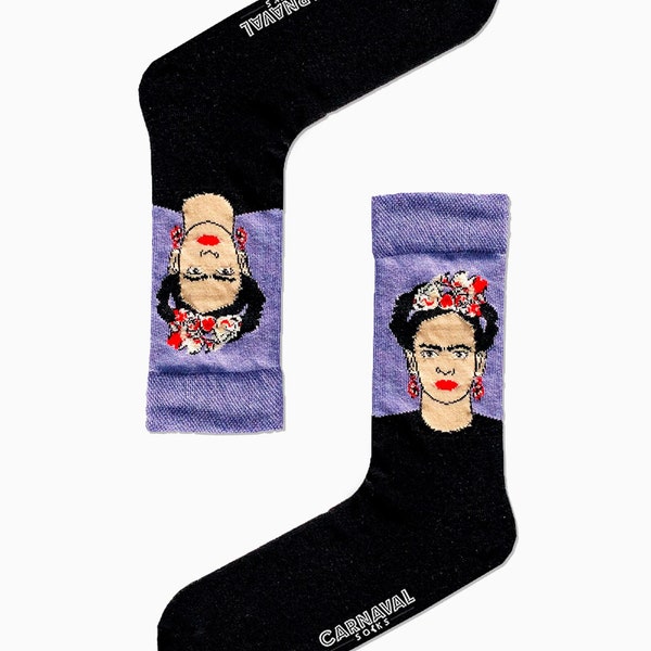 Artistic Frida Kahlo Socks, Colorful Painter Tribute, Creative Gift Idea, Unisex Socks, Art Design Socks