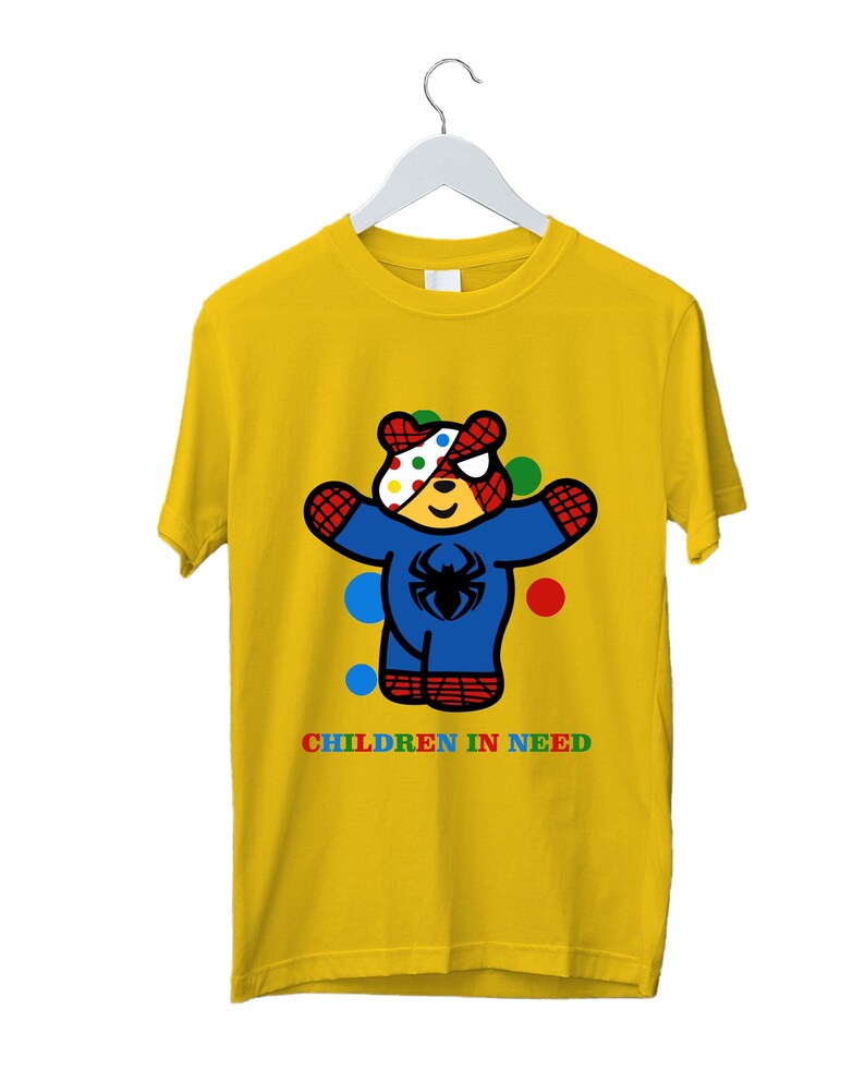 Pudsey Bear Children in Need Spiderman 2024 Tshirt Fund Raising Spotty