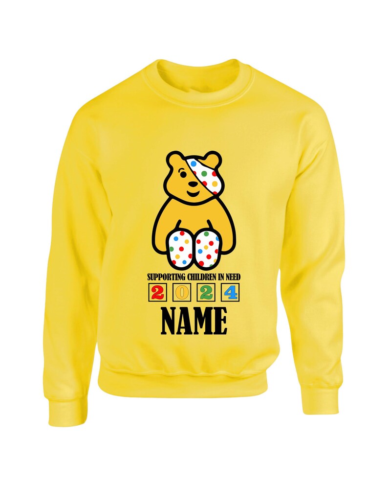 PERSONALISED Name Pudsey Bear Children in Need 2024 Jumper Spotty Day