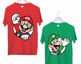 SUPER MARIO T-Shirt Mario And Luigi Shirt Vintage Game Super Mario Brothers Matching Family Shirts Birthday gift Unisex Kids Adults Tops