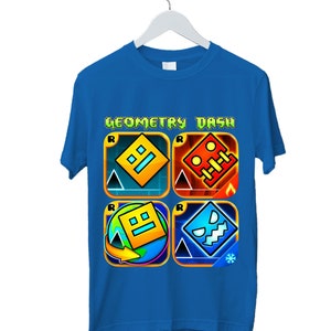 Geometry Dash T-Shirt for Kids Geometry Dash Birthday Gifts For Kids Gaming T-Shirt Geometry Dash Characters Tee Unisex Kids Adults Royal Blue
