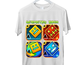 Geometry Dash T-Shirt for Kids Geometry Dash Birthday Gifts For Kids Gaming T-Shirt Geometry Dash Characters Tee Unisex Kids Adults