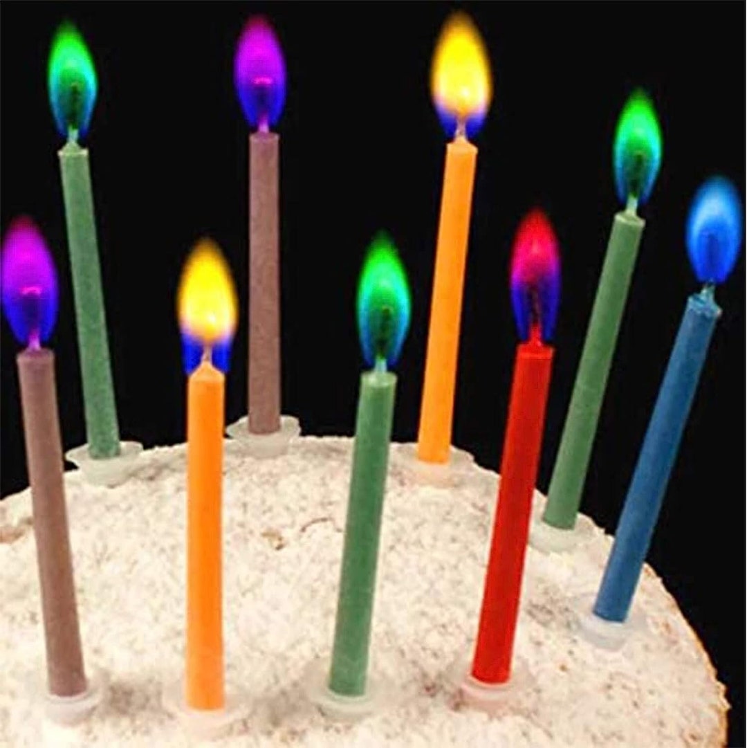 Birthday Cake Candles Colored Flame Candles Happy Birthday Rainbow