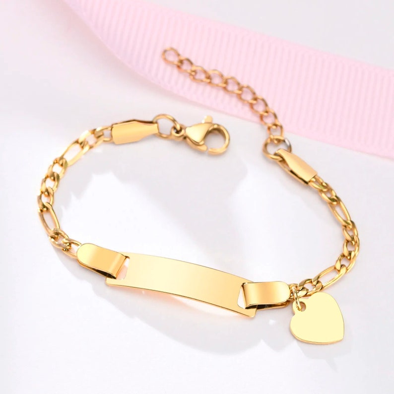 Personalized Baby Bracelet Custom Name Heart Bracelet Engraved Etsy