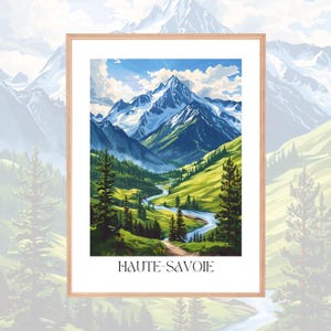 Affiche Haute Savoie • Poster Paysage Montagne Vintage • Décoration Murale Voyage France • Art Nature Scandinave