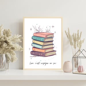 Book Lovers, Library Decoration Poster, Book Lovers, Cocooning Atmosphere, Well-being, Gift