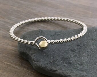 Slim Twisted Loop Bracelet*Twisted Silver Bracelet*Hammered Bracelet*Beautiful Silver Bracelet*Handmade Bracelet