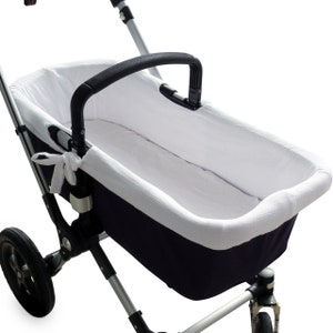Binnenhoes voor reiswieg voor babytrolley. 100% zacht en ademend katoen (Bambula wit)