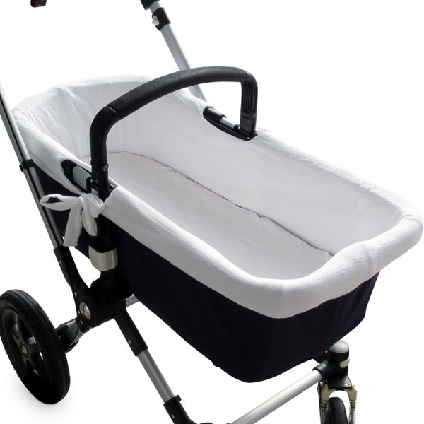 Funda Capazo Interior Carrito Bebe. Algodón 100 % Suave y Transpirable (Blanco Bambula)