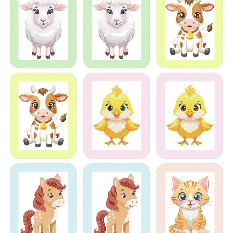 Farm Animal Memory Game – Printable Matching Cards for Kids | Farm ...