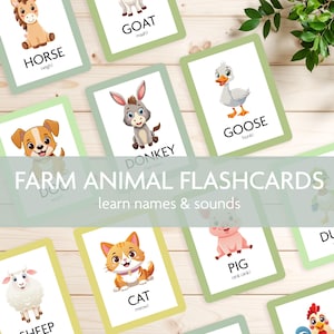 Flashcards de Animais da Fazenda para Crianças | Cartões de Aprendizagem com Sons para Imprimir | Atividade Educativa para Crianças e Pré-Escolares