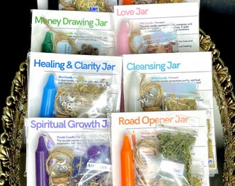 DIY Spell Jar Kit, Witchcraft Ritual, Protection, Love, Road Opener, Spiritual Growth, Money Drawing