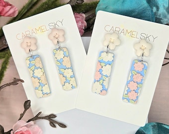 Cherry Blossom Floral Earrings | Floral Clay Earrings | Clay Flower Earrings | Spring Earrings | Gift for Her | Mother's Day Gift