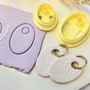 Oval Polymer Clay Cutter with Top Hole - Oval Polymer Clay Cutters – 2 Sizes – Single or Both - Modern Polymer Clay Cutter