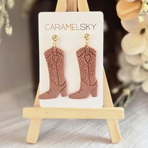 Floral Cowboy Boot Earrings | Western Polymer Clay Earrings | Boho Cowgirl Jewelry | Rustic Rodeo Statement Earrings | Cowgirl Earrings