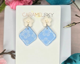 White Cherry Blossom Dangle Earrings | Sakura Earrings | Clay Flower Earrings | Spring Earrings | Gift for Her | Mother's Day Gift