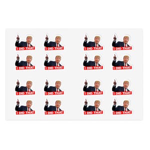 Trump I Did That Sticker Sheet (16 stickers, 0.75&quot; x 0.75&quot;) | I Did That Trump | Funny Political | Trump Did That Sticker | Trump Tariffs
