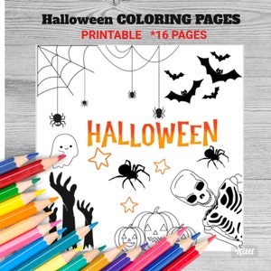 Kawaii Halloween Coloring Pages, 20 Pages, Cute Coloring/ Creepy Kawaii/Cute Kawaii Cute and Creepy Kawaii Digital Download