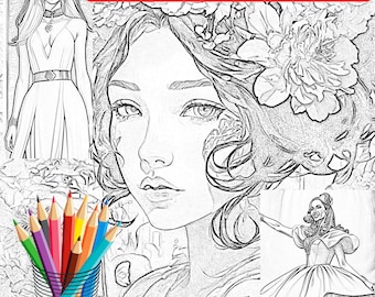 Bаrbie Coloring Pages,Girls  Coloring Book, For Kids and Adult, Digital Download, Printable sketch book