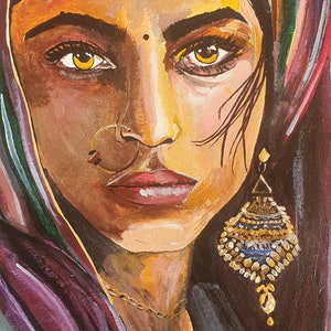 Woman in purples and blues painting art decor