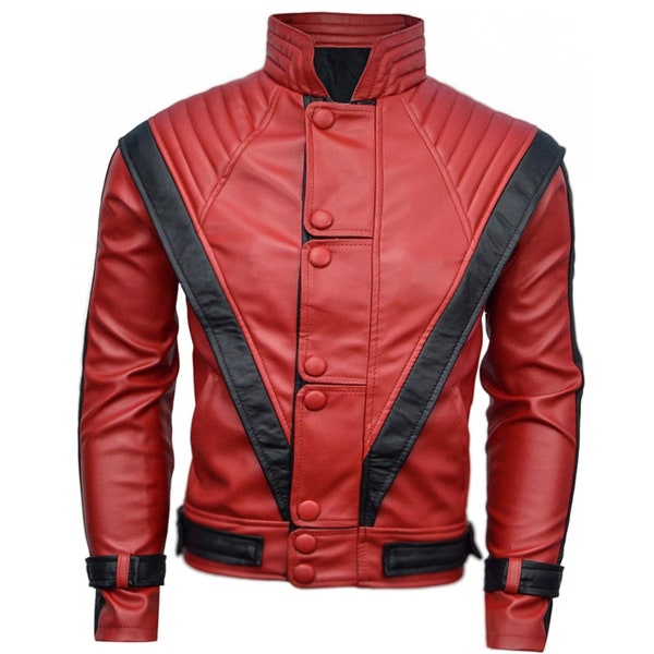 Veste MJ thriller, veste en cuir rouge, MJ Varsity, MJ Beat it, cadeau le jour de Pâques