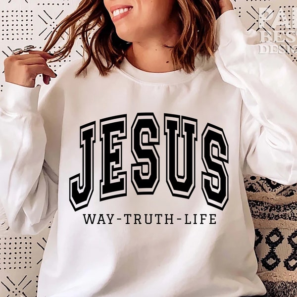 Jesus Way Truth Life SVG PNG, Christian svg, Jesus svg, Faith svg, Grunge svg, Retro Sublimation png, Retro svg, Distressed svg, Varsity svg