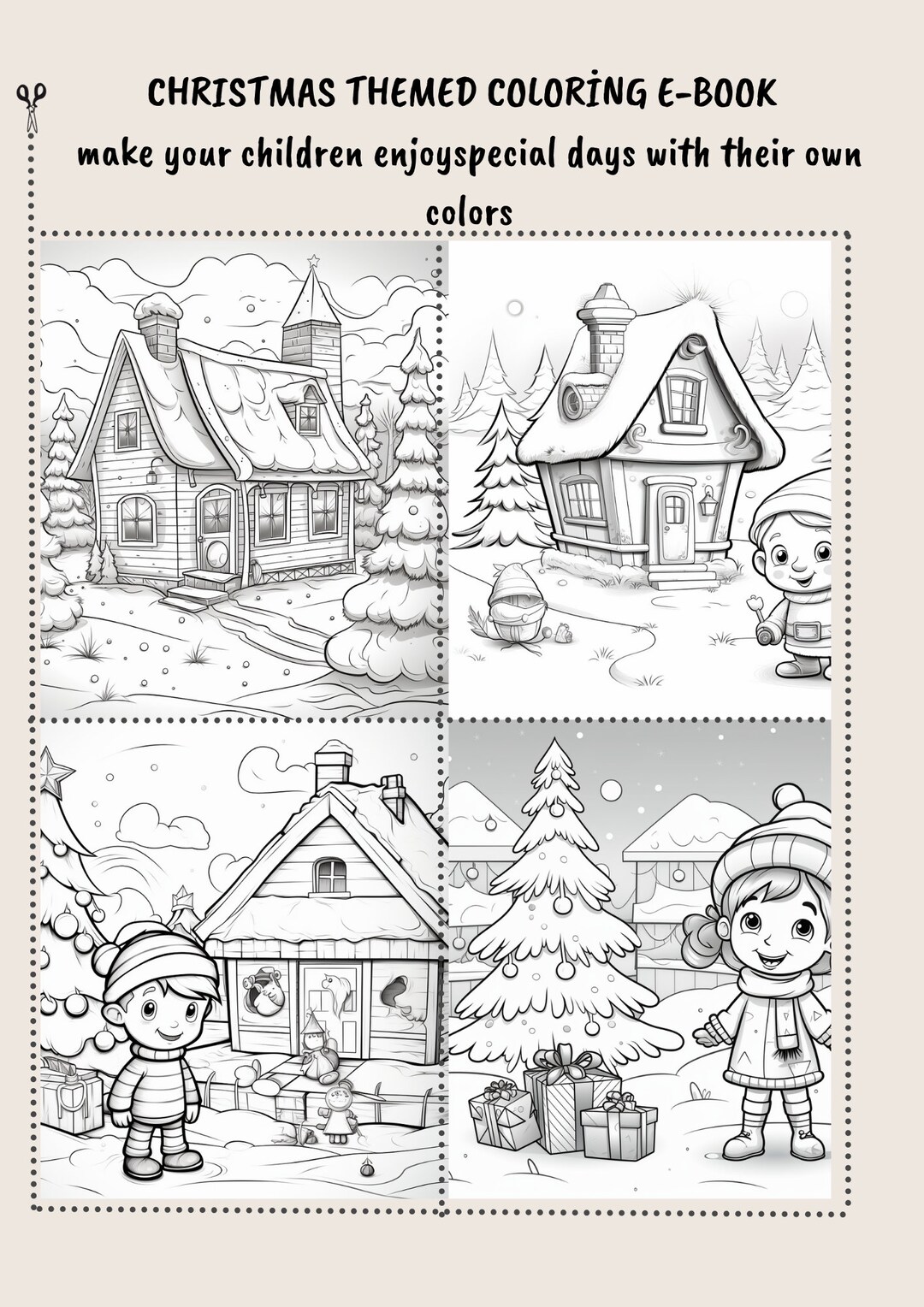 Christmas Themed Coloring Book for Kids Ecoloring Book16 Etsy
