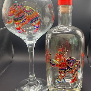 Gin bottle and matching gin glass