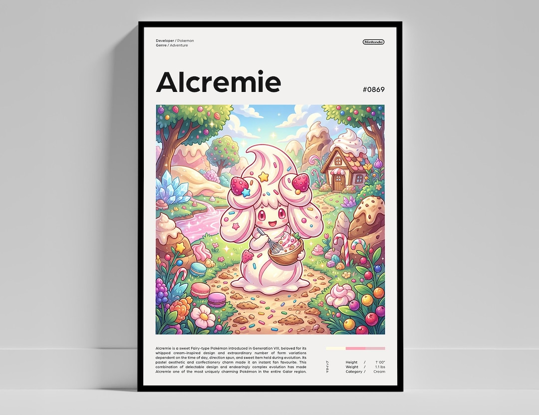 Alcremie Poster Pokemon Poster Video Game Print Gaming Wall Art alcremie-poster-pokemon-poster-video-game-print-gaming-wall-art