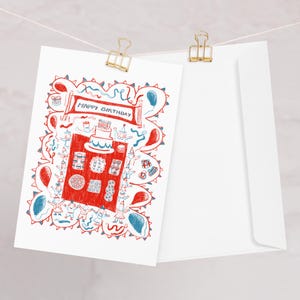 Tarjeta de felicitación para niños con fiesta de cumpleaños vintage