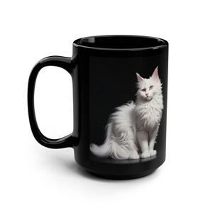 Cat Edition Turkish Angora Black Mug, 15oz