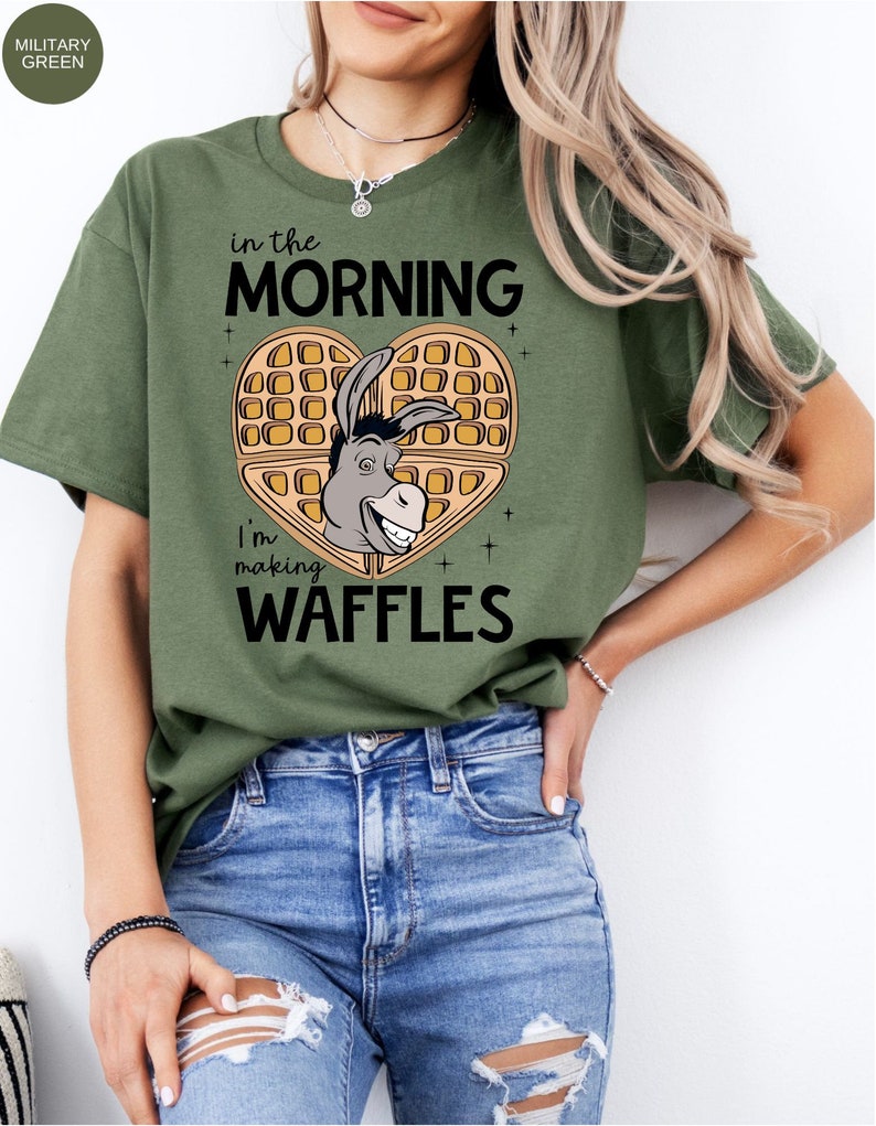 Waffle Mornings with Donkey: una maglietta in cotone per iniziare la giornata in modo spettacolare immagine 6