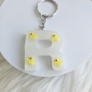Handgemaakte sleutelhanger van hars eend