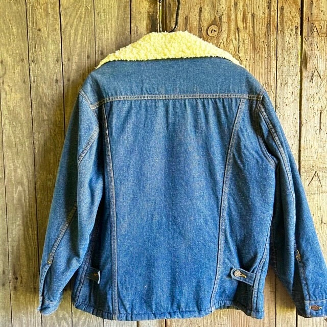 70’s Unisex Denim Sherpa Ranch Western Barn Roebuck Sears Coat Jacket by Roebucks Sears