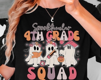 Cute Ghost teacher shirt, Halloween teacher shirt, Teacher team Halloween shirts, Custom Grade Level, teacher Halloween tee, 4th grade team