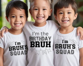Group Birthday squad tees, Matching family birthday shirts, 'Birthday Bruh' shirt, Group Birthday party shirts, Boy's 'birthday BRUH' tee