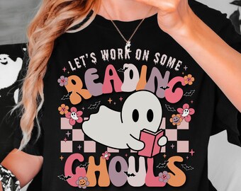 Reading teacher Halloween shirt, Cute Ghost reading shirt, Spooky Reading teacher shirt, School Reading specialist, Comfort Color teacher