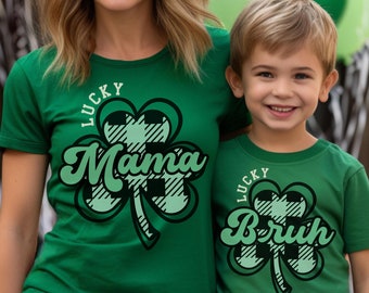 St Patricks day Mommy and me outfits, Lucky Mama and Mini shirt, Mom and son Matching St Patricks sweater, Mama mini shirt, Mom daughter tee