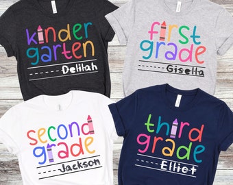 Kids Back to school shirt, Custom school shirt, Boys 2nd grade shirt, Kindergarten shirt, Personalized 1st grade tee, First day of school