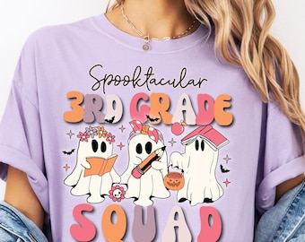 Comfort Colors teacher Halloween shirt, Halloween Teacher team shirt, Custom Teacher Grade Level shirt, 3rd grade squad, group teacher tees